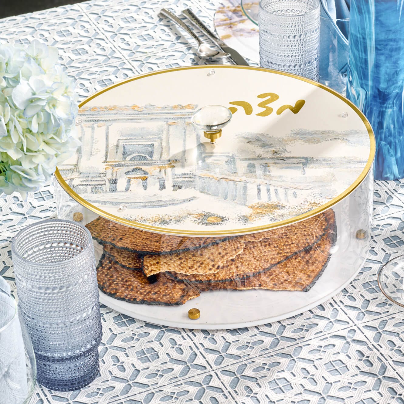 Painted Bais Hamikdash Matzah Box