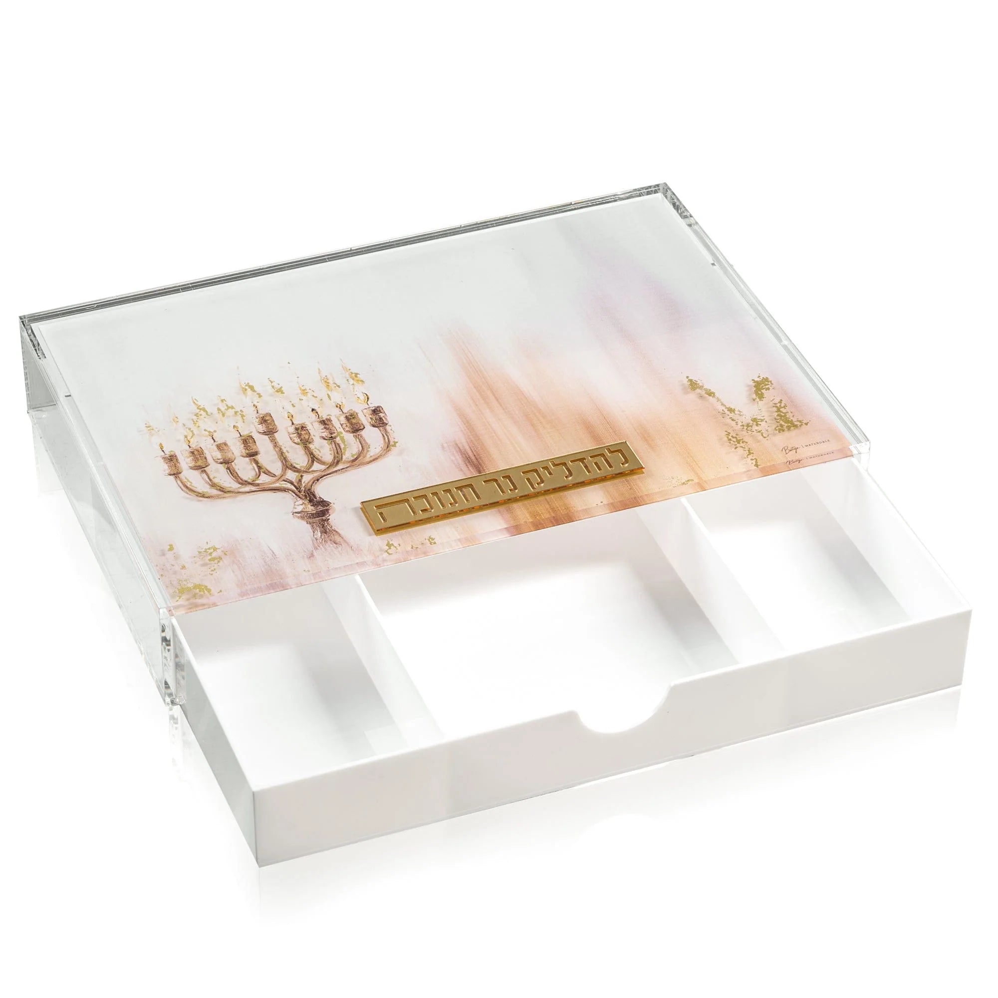 Painted by Batya 2.0 Menorah Tray with Drawer