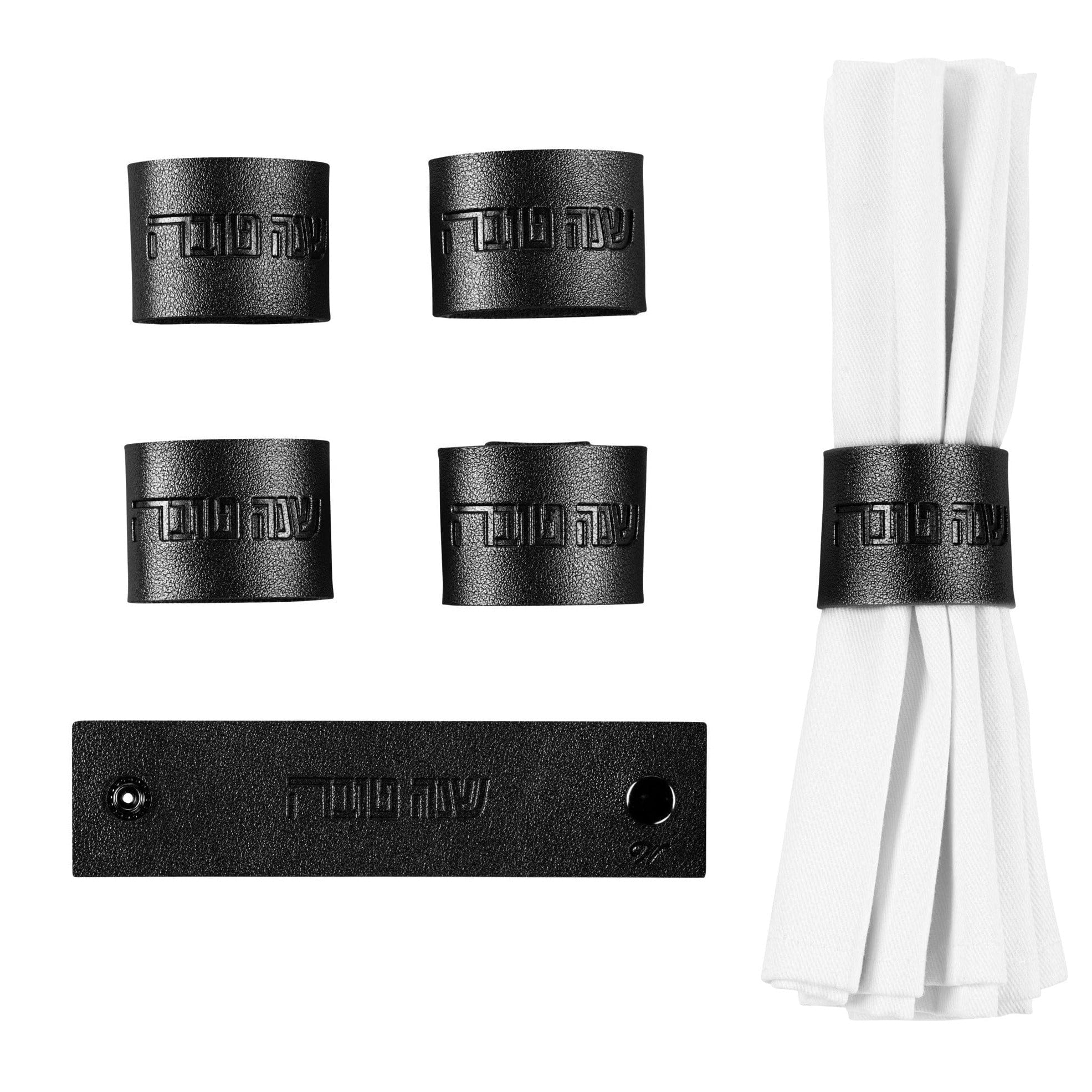 Rosh Hashana Leather Napkin Wraps-Set of 4