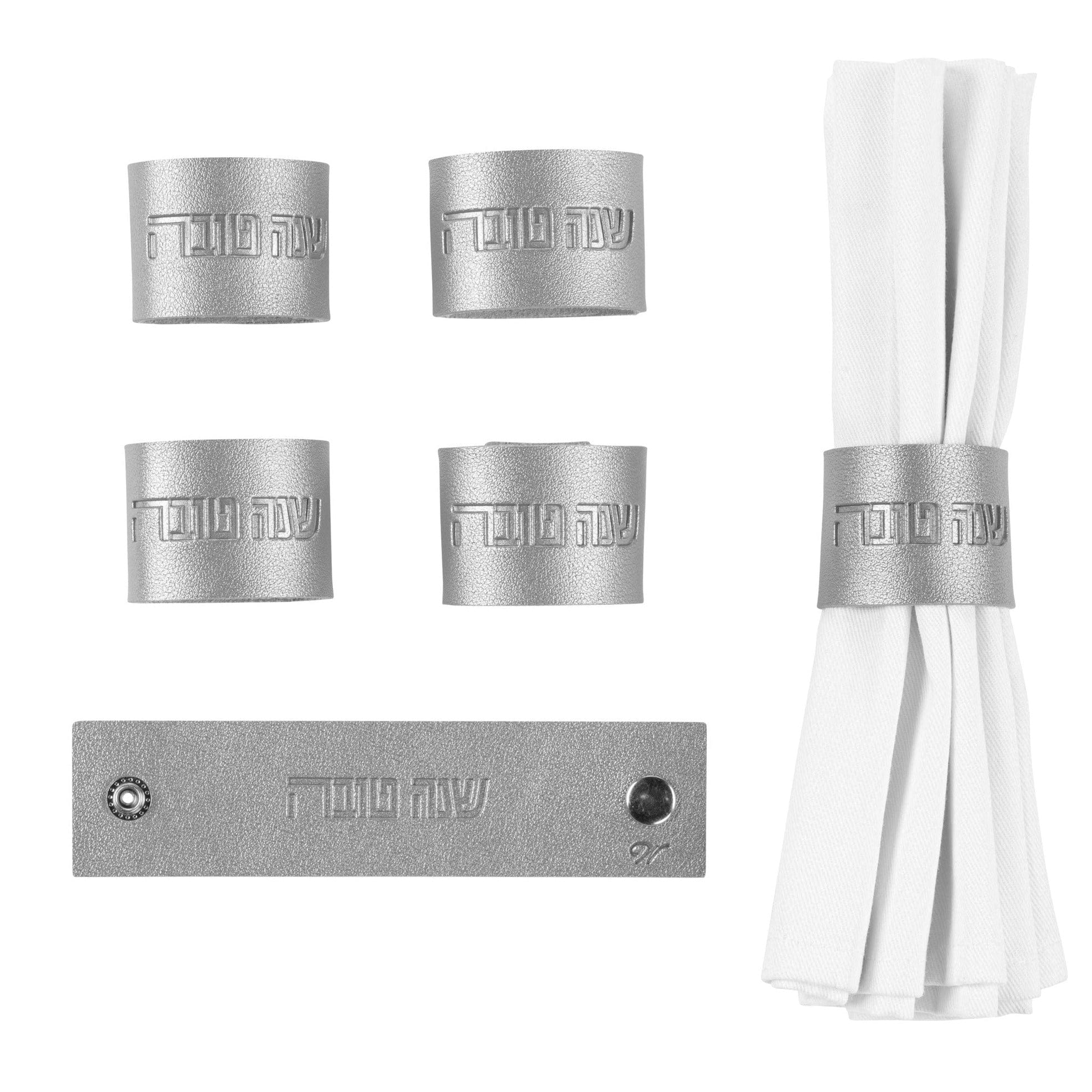 Rosh Hashana Leather Napkin Wraps-Set of 4