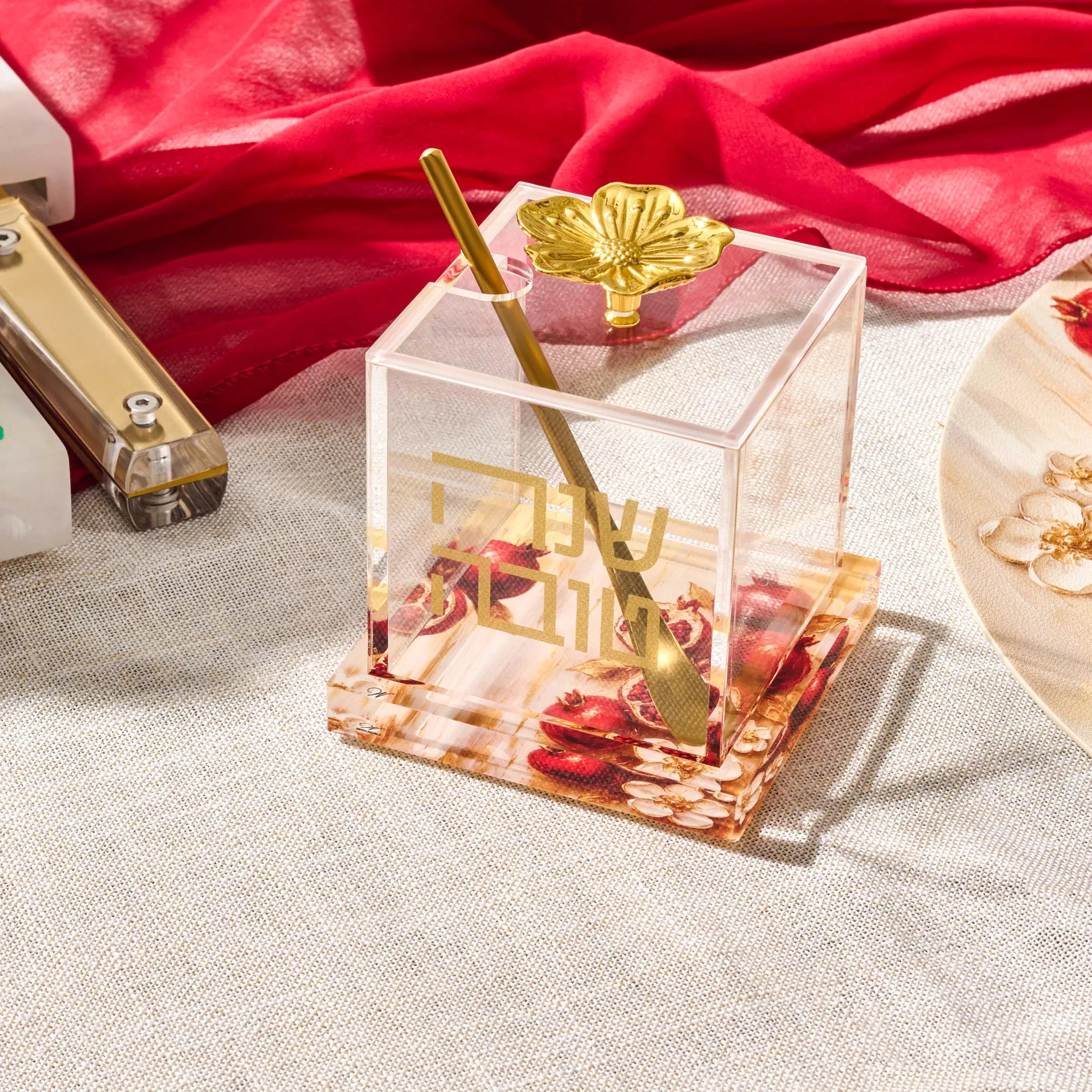 Rosh Hashana Painted Pomegranate Honey Dish