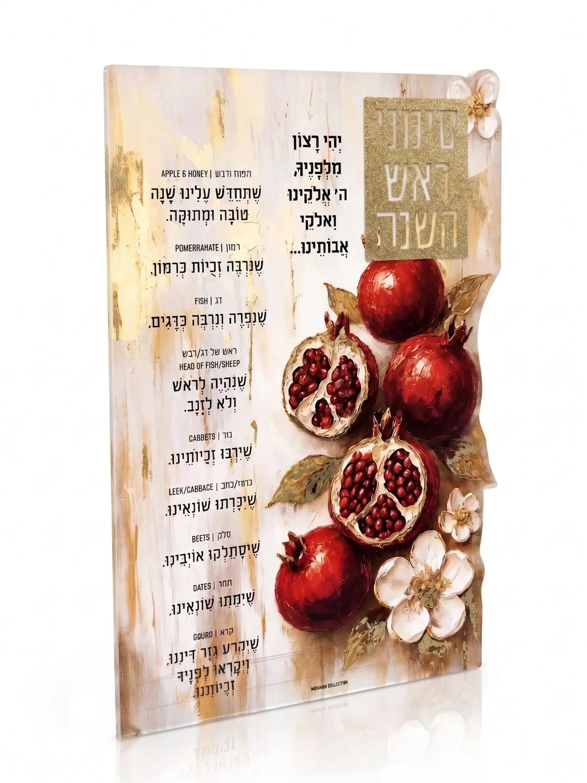 Rosh Hashana Painted Pomegranate Simanim Card