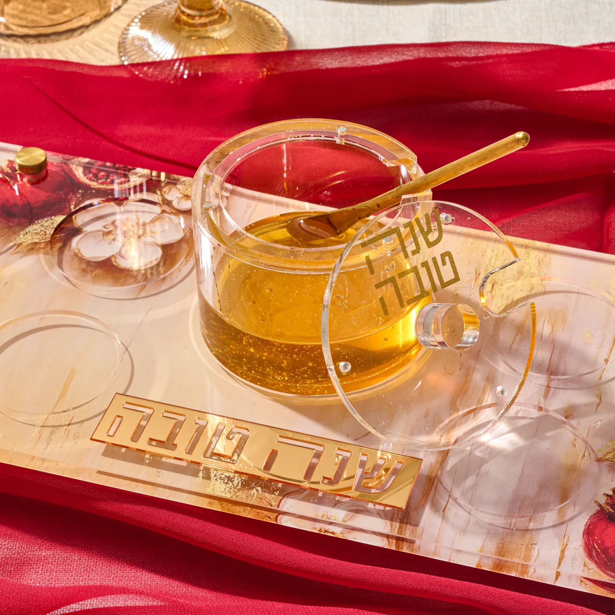 Rosh Hashana Painted Pomegranates Simanim Tray