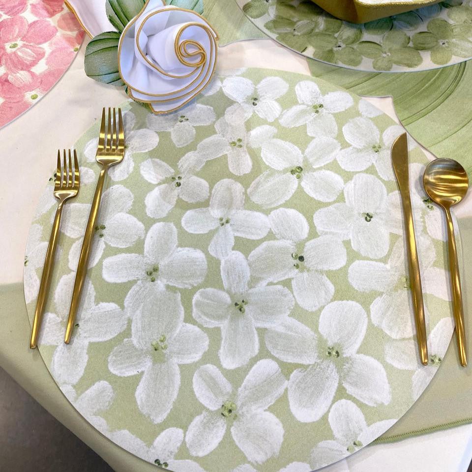 White Petals on Field of Green Placemat