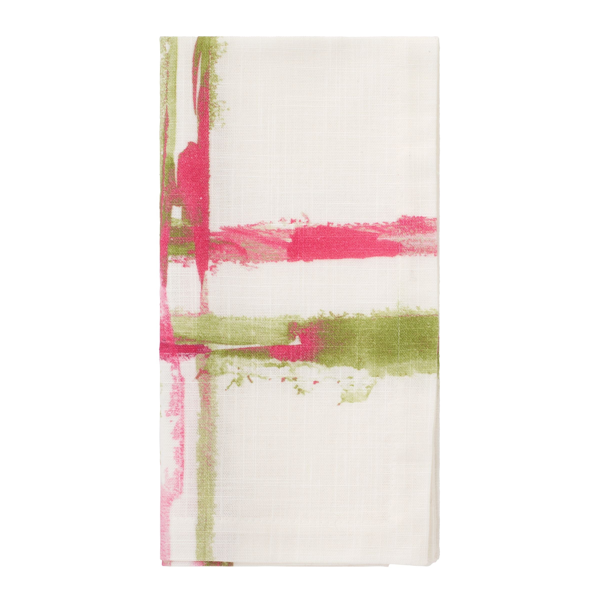 Abstract Grid PinkGreen Napkin p/4