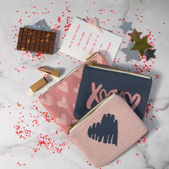 Hearts and Xoxo Travel Makeup Pouch
