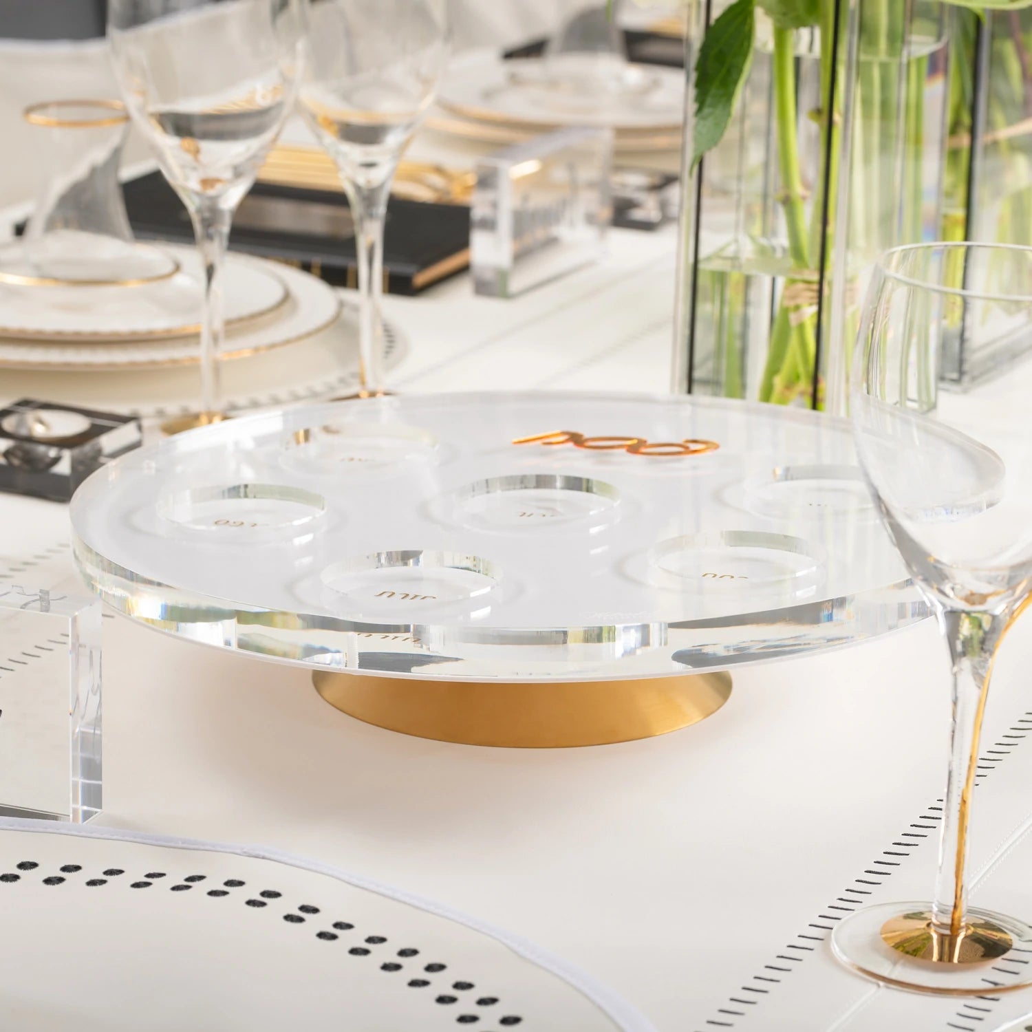 Raised MetaLucite Seder Plate - Elegant Linen