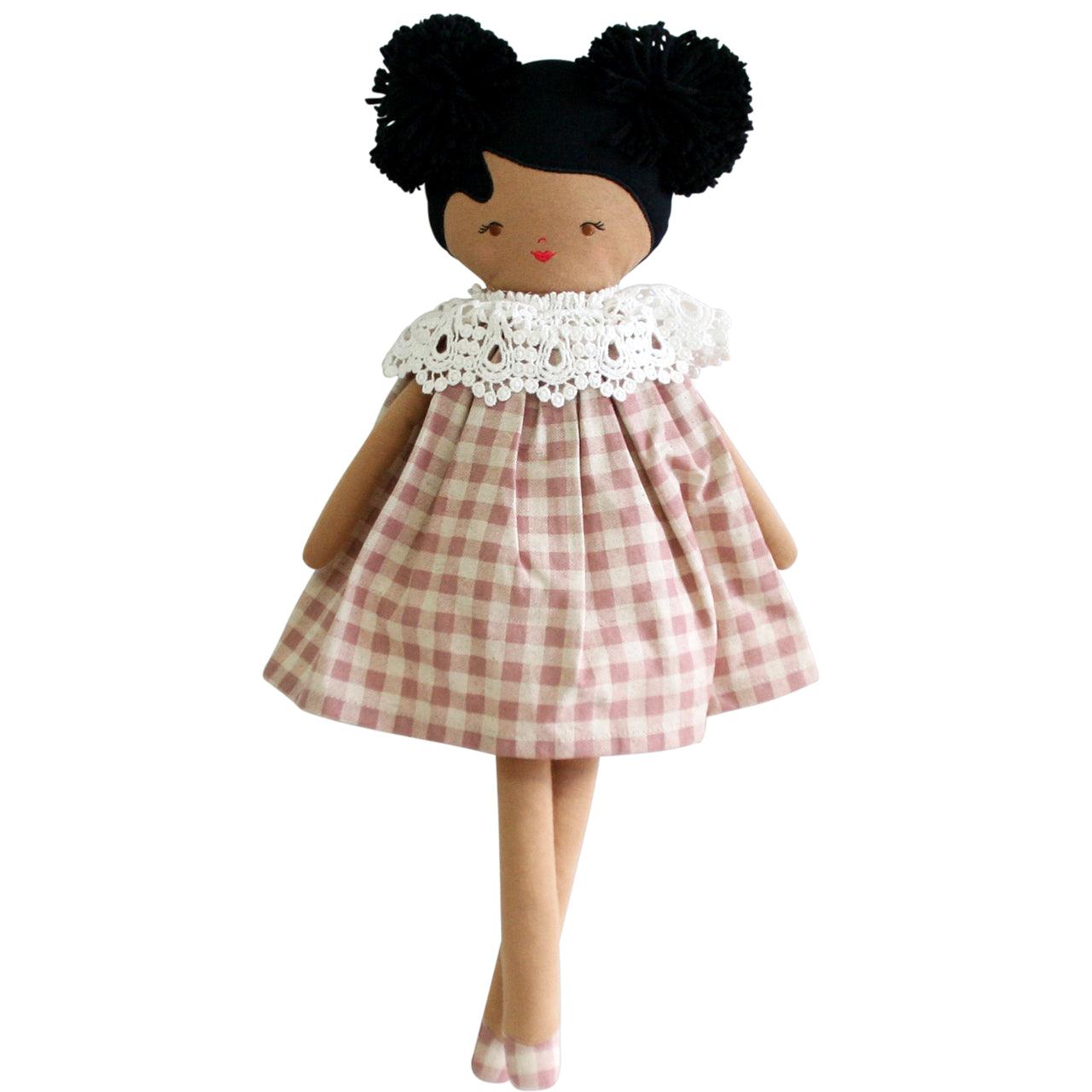 Aggie Doll 45cm Rose Check - Elegant Linen