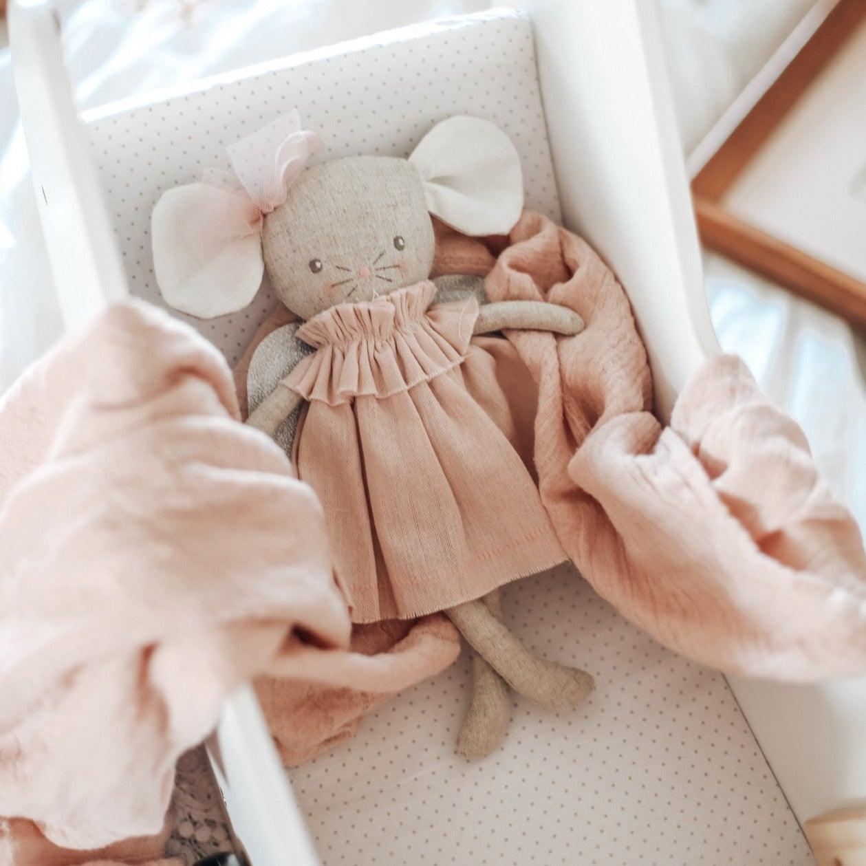 Angel Baby Mouse 25cm Pink Silver - Elegant Linen