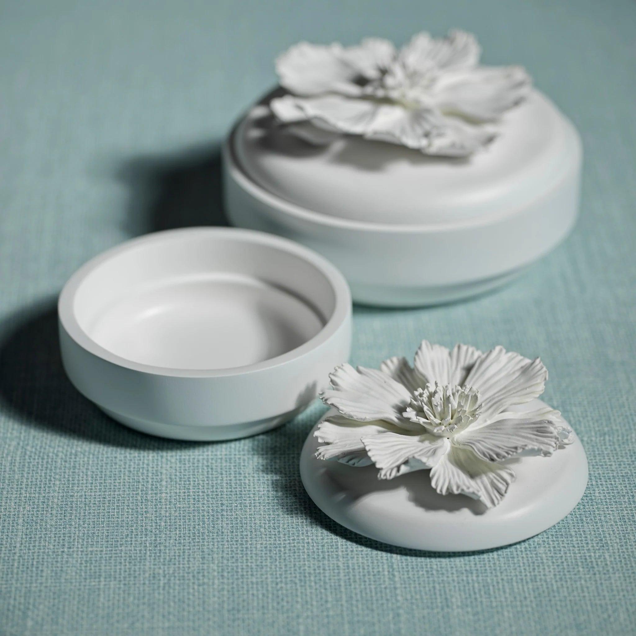 Blanchefleur All White Wood and Porcelain Box - Small - Elegant Linen
