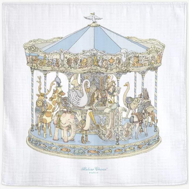 Carré – Carousel Blue - Elegant Linen