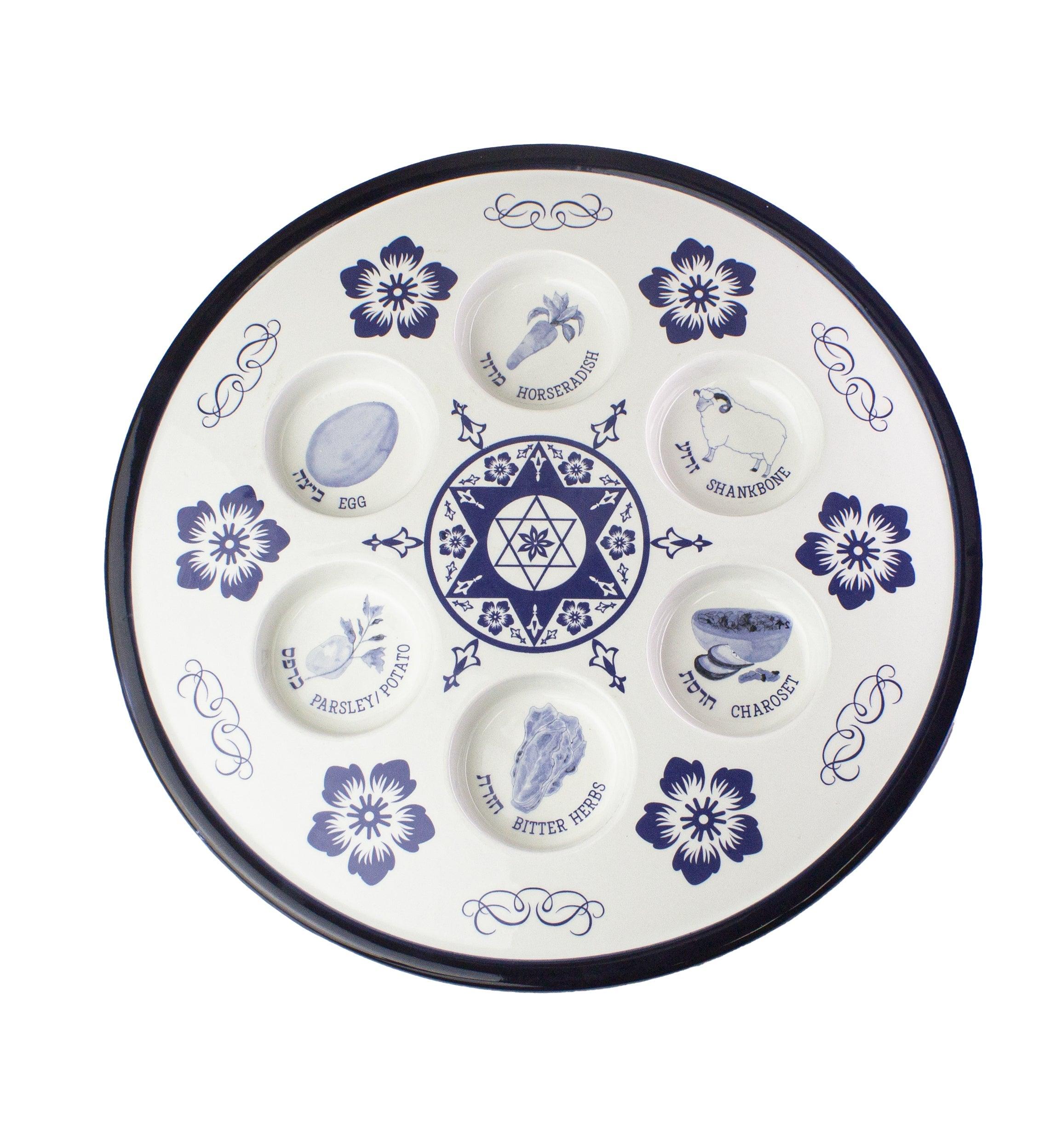 Ceramic Seder Plate - Elegant Linen
