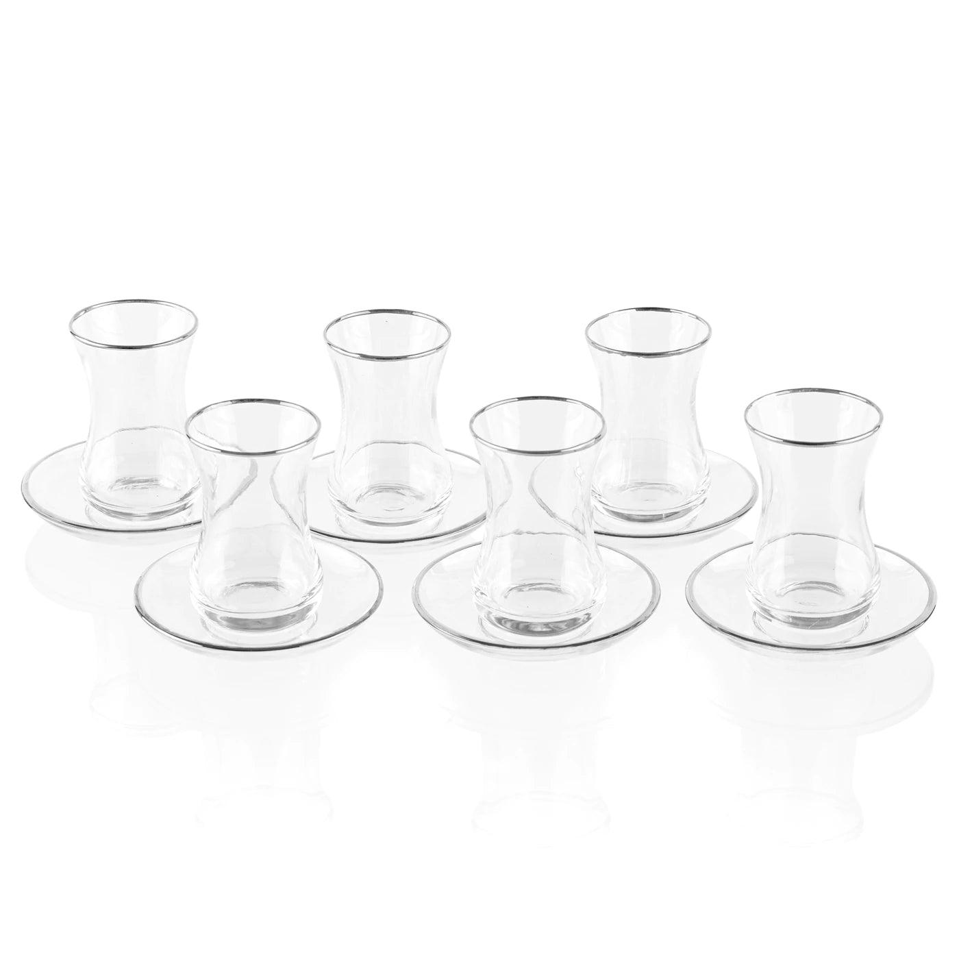Classic Glass Cups & Saucers - Elegant Linen