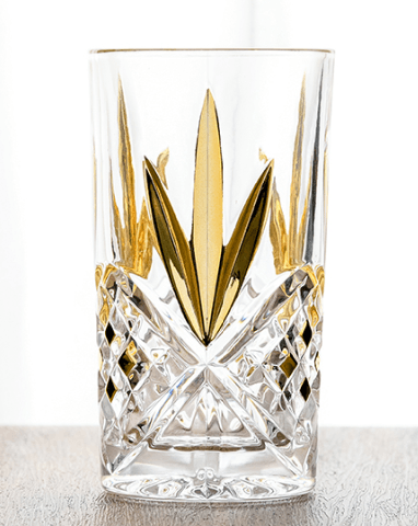 Crystal Cups Gold Design Set of 6 - Elegant Linen