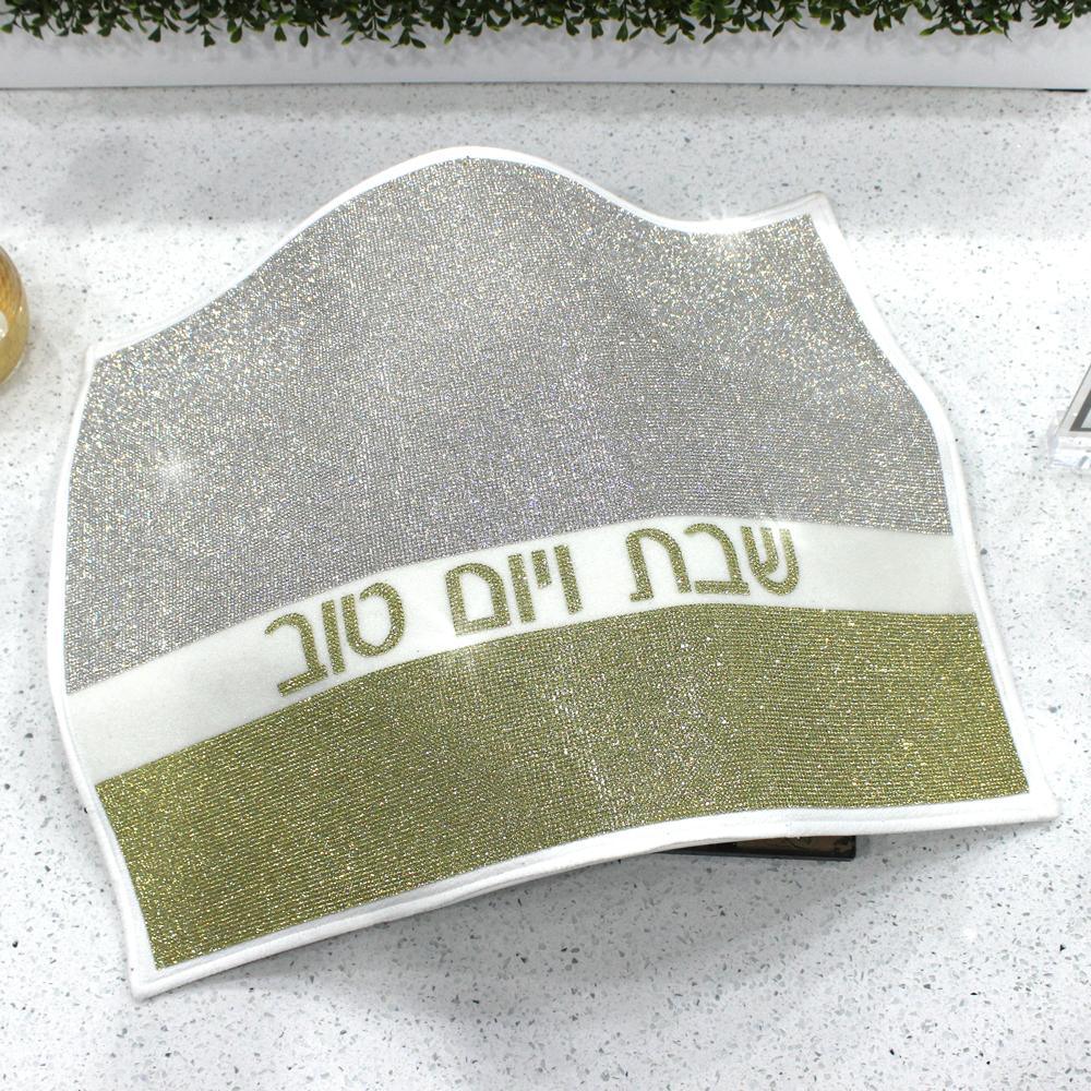 Crystal Studded Leather Challah Cover - Elegant Linen