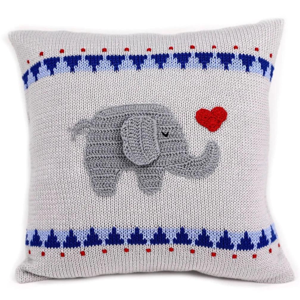 Elephant with Heart 10" Pillow - Elegant Linen