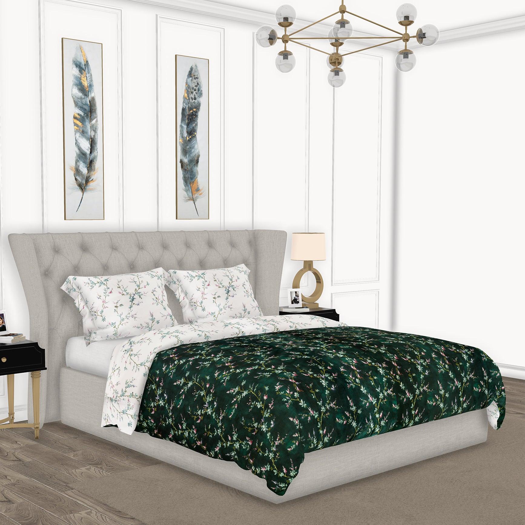 Erika Print 4 Piece Bedding Set (Reversible) - Elegant Linen