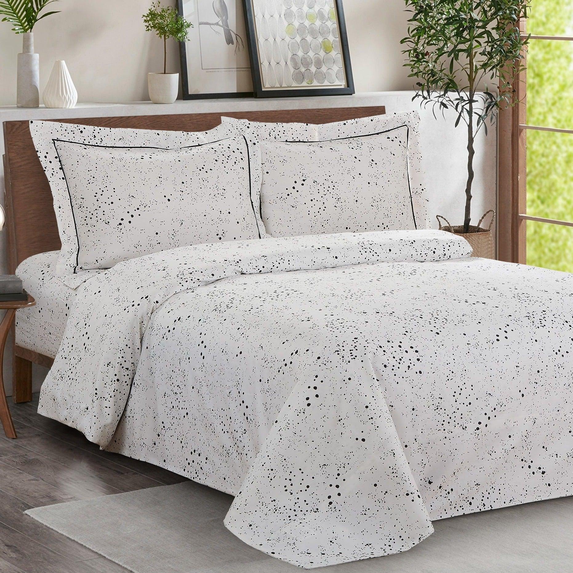French Black and White 6 Piece Bedding Set - Elegant Linen