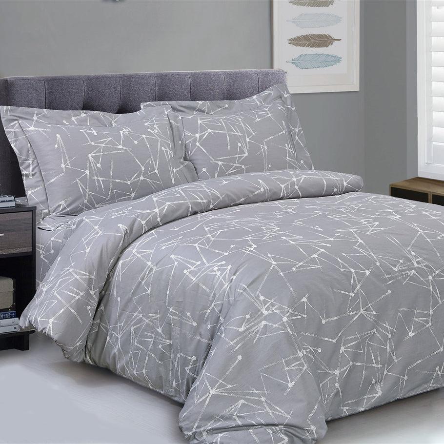 French Chain Stripe 6 Piece Bedding Set - Elegant Linen