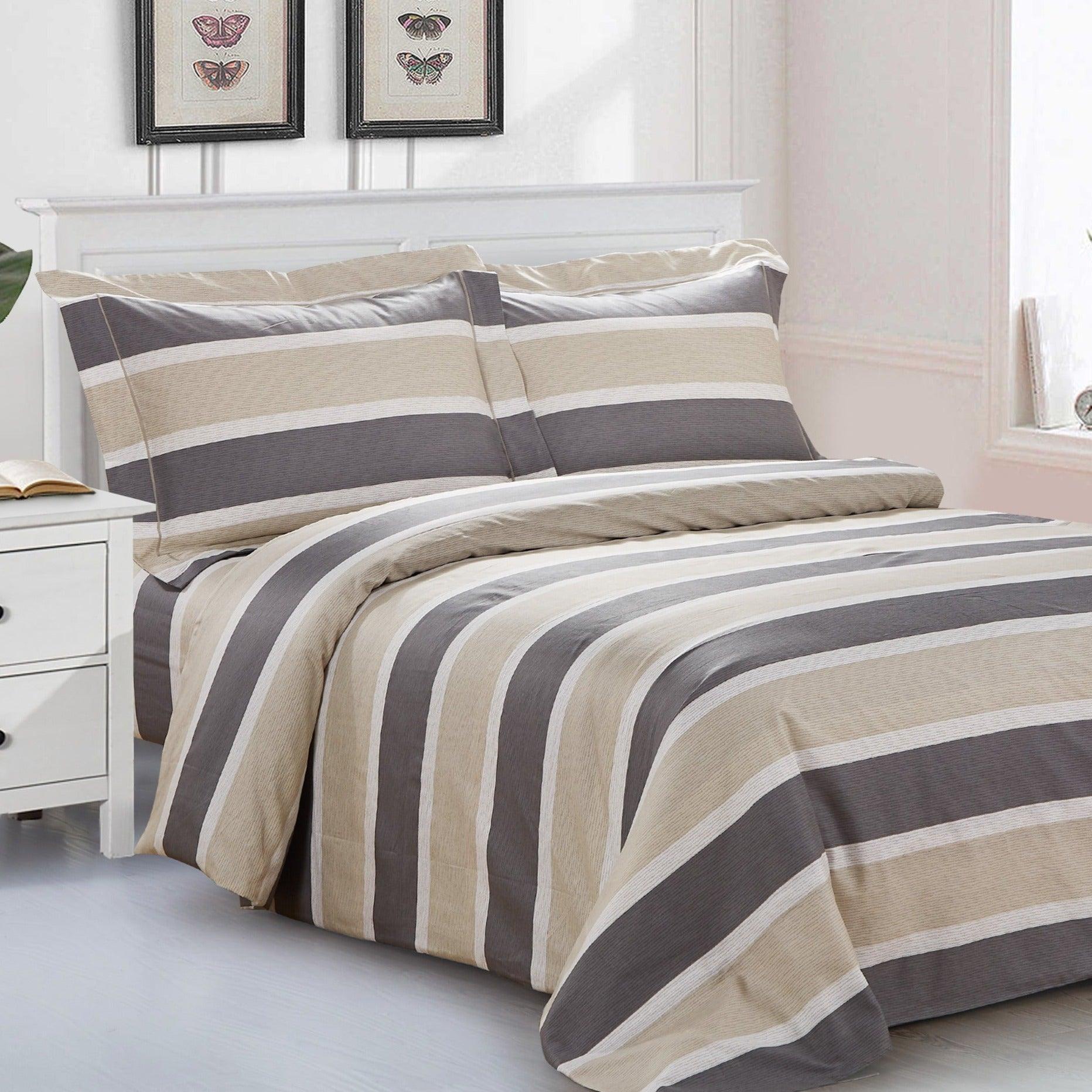 French Exquisite Stripe 6 Piece Bedding Set - Elegant Linen