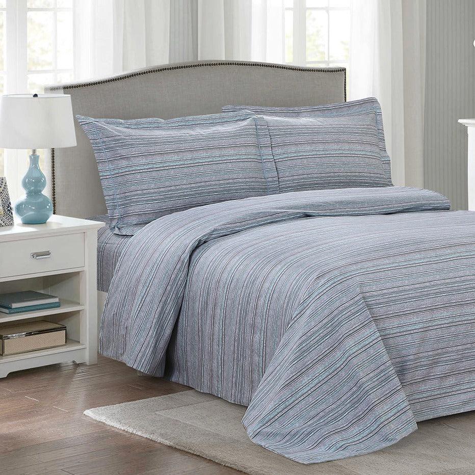 French Glorious Stripe 6 Piece Bedding Set - Elegant Linen