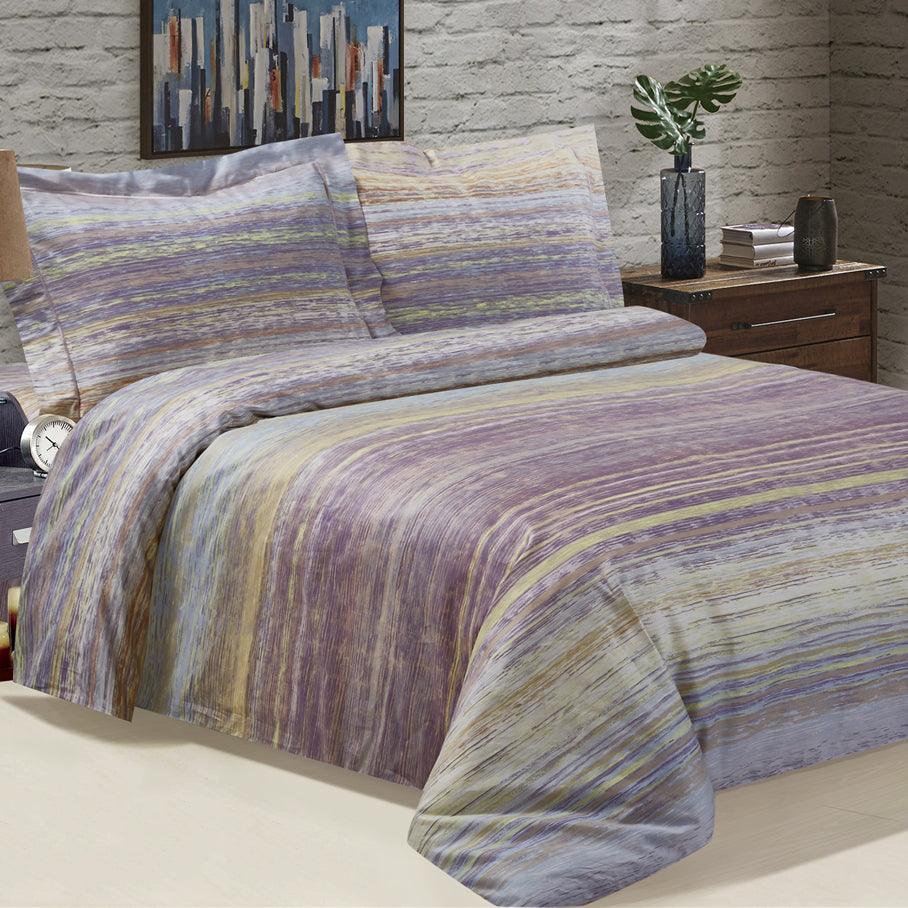 French Purple Stripe 6 Piece Bedding Set - Elegant Linen