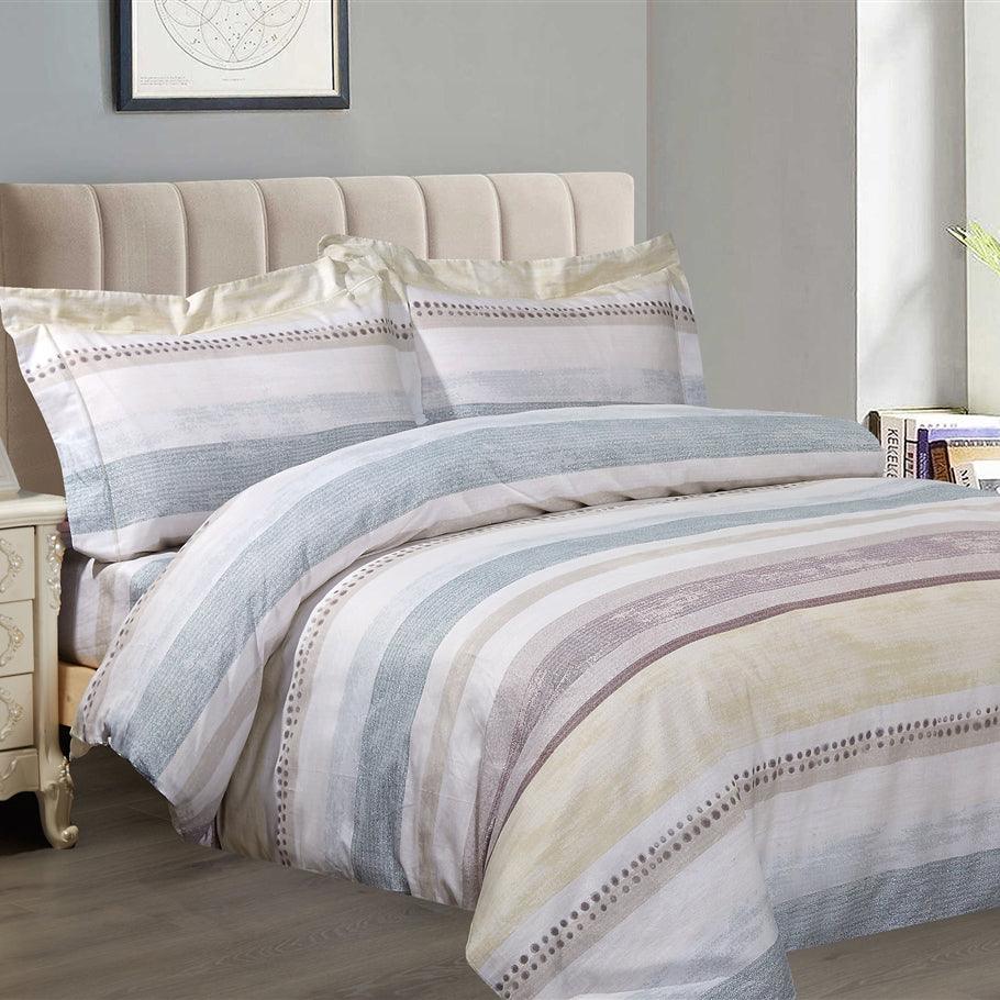 French Soft Brown Swirls 6 Piece Bedding Set - Elegant Linen