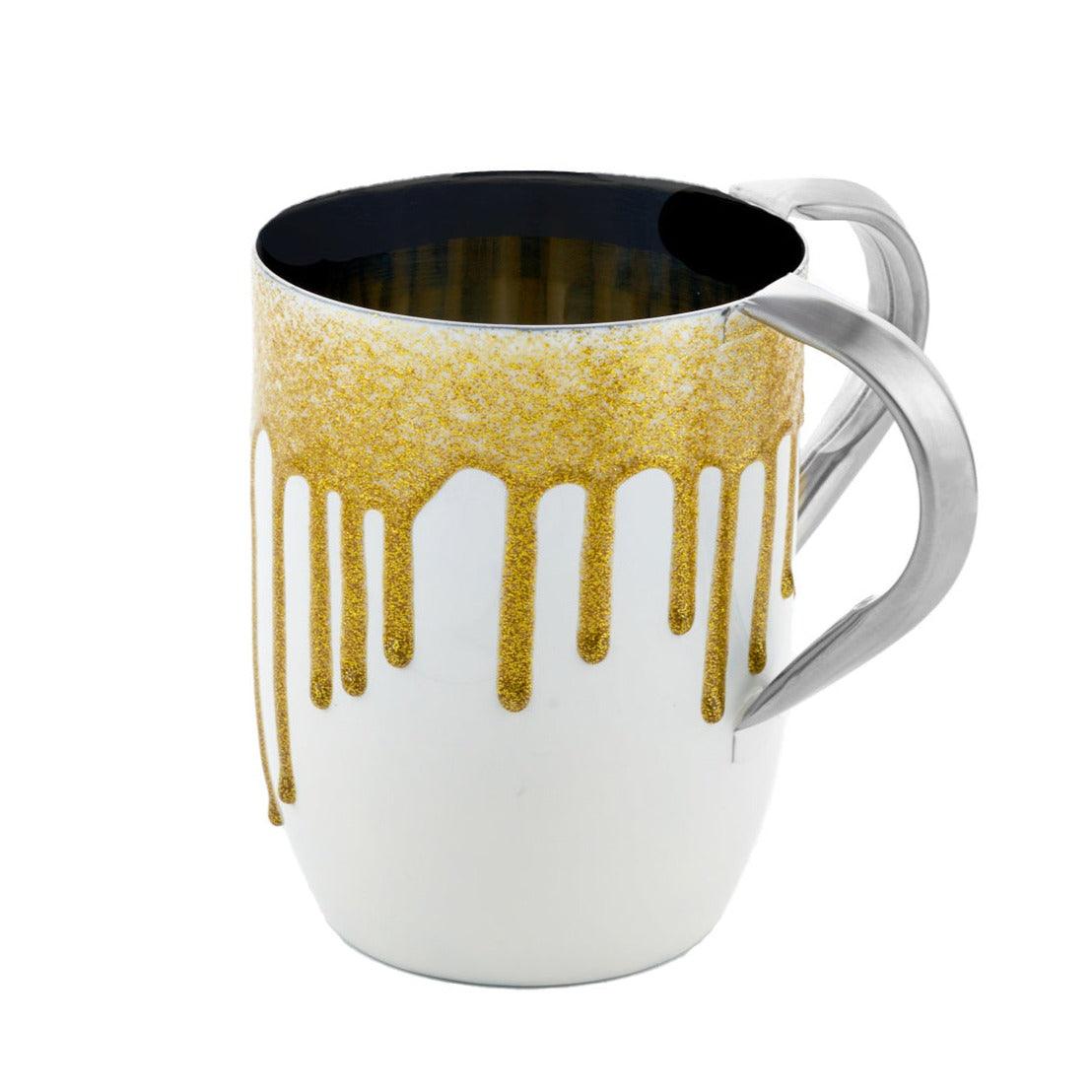 Glitter Gold Black Enamel Wash Cup - Elegant Linen