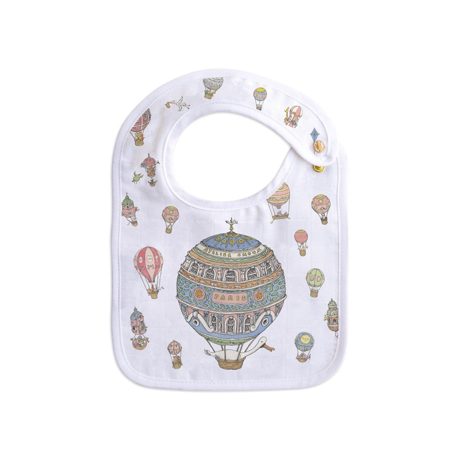 Hot Air Balloons Bib Small - Elegant Linen