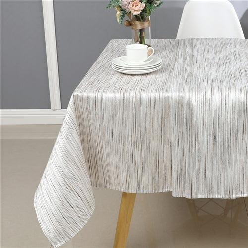 Jacquard Tablecloth #1313 White/Silver - Elegant Linen