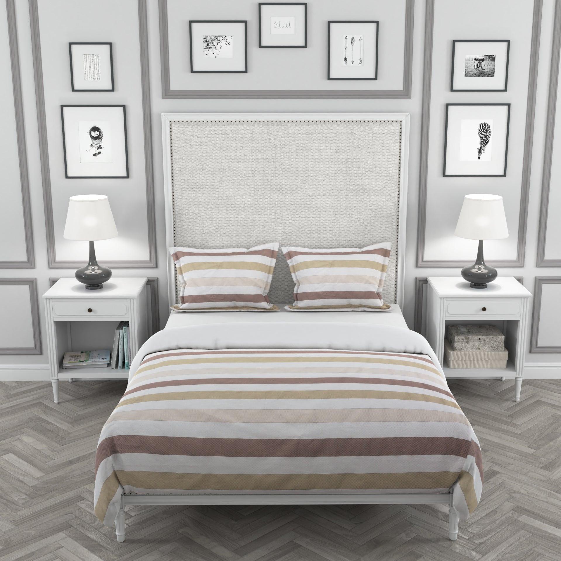 Justin Stripe 4 Piece Bedding Set - Elegant Linen