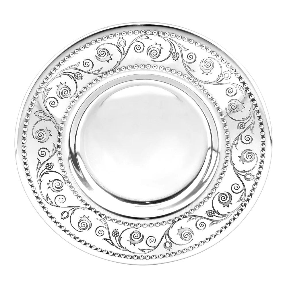 Kiddush Cup with Coordinating Tray Pomegranate Design - Elegant Linen