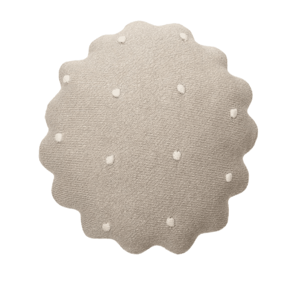 Knitted Cushion Round Biscuit - Elegant Linen