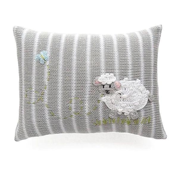 Lamb Mini Pillow, Grey/White - Elegant Linen