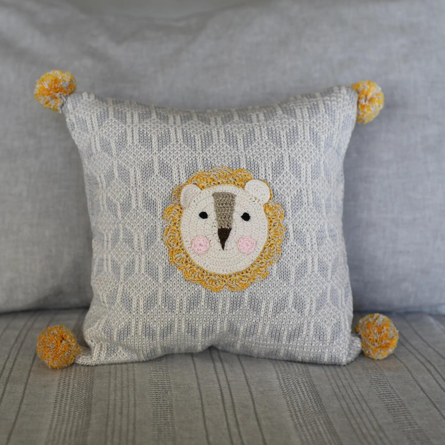 Lion 10" Pillow - Elegant Linen