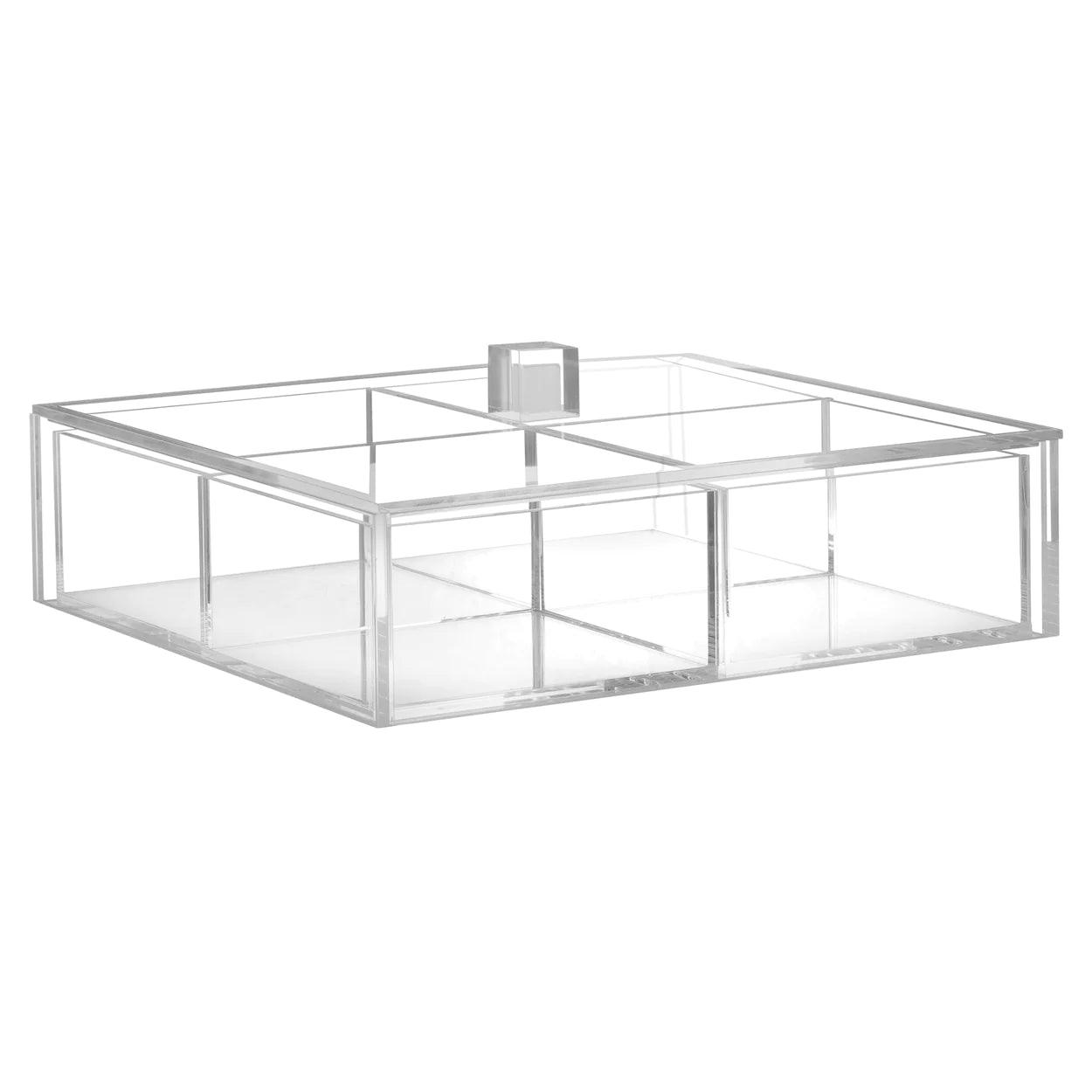 Lucite Box with 4 Square Dishes - Elegant Linen