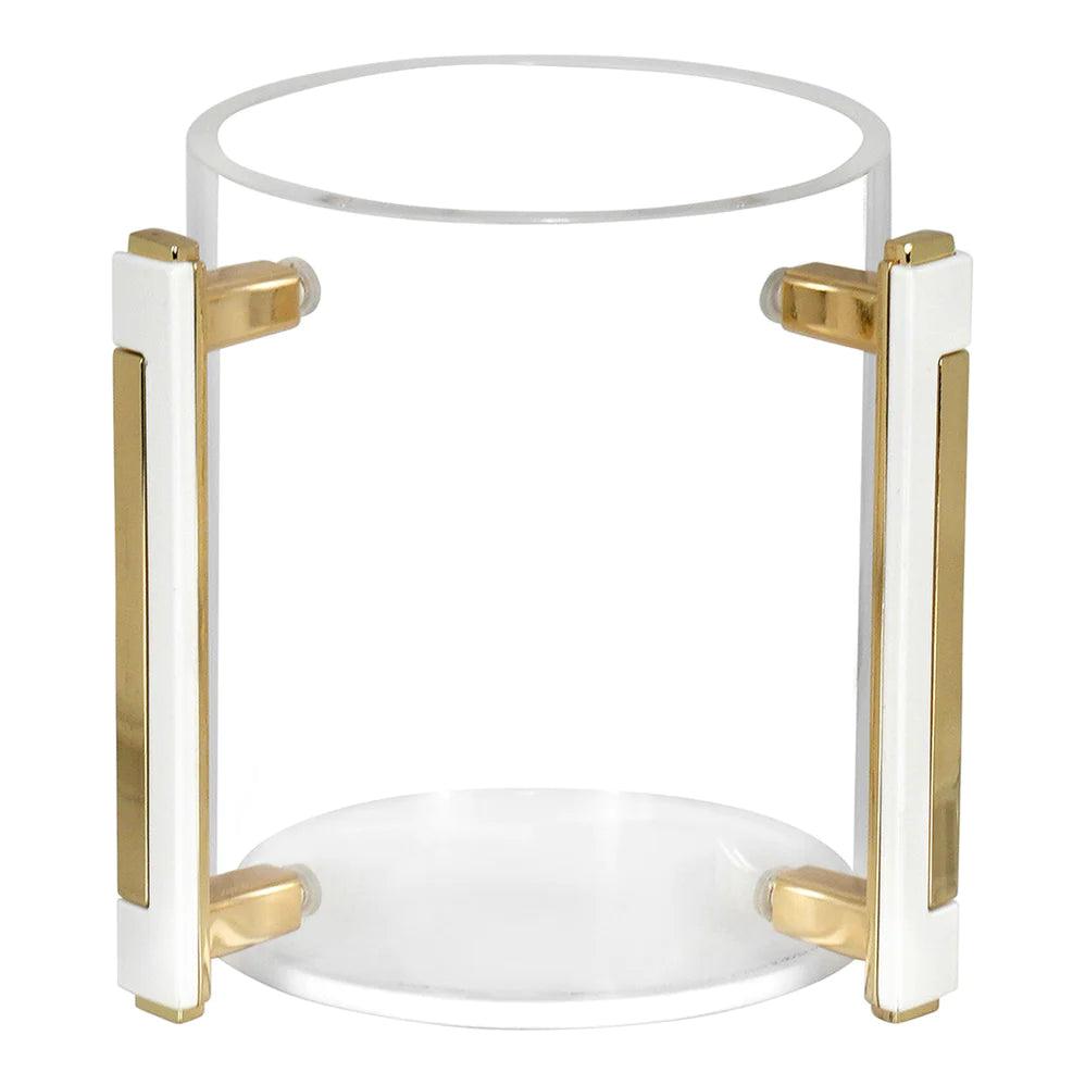 Lucite Clear Wash Cup with Gold Designed Handles - Elegant Linen