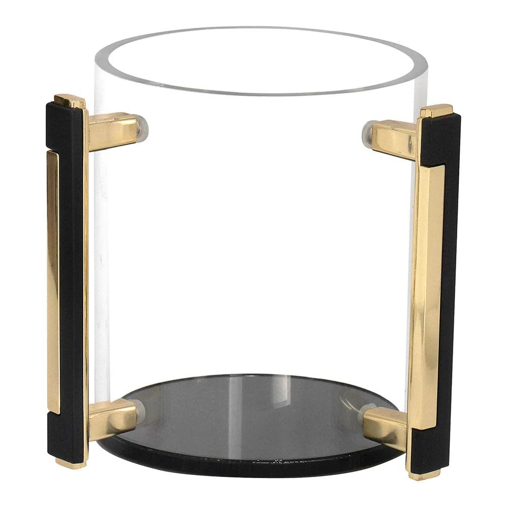 Lucite Clear Wash Cup with Gold Designed Handles - Elegant Linen