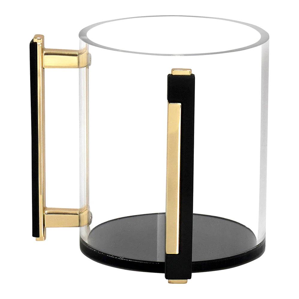 Lucite Clear Wash Cup with Gold Designed Handles - Elegant Linen