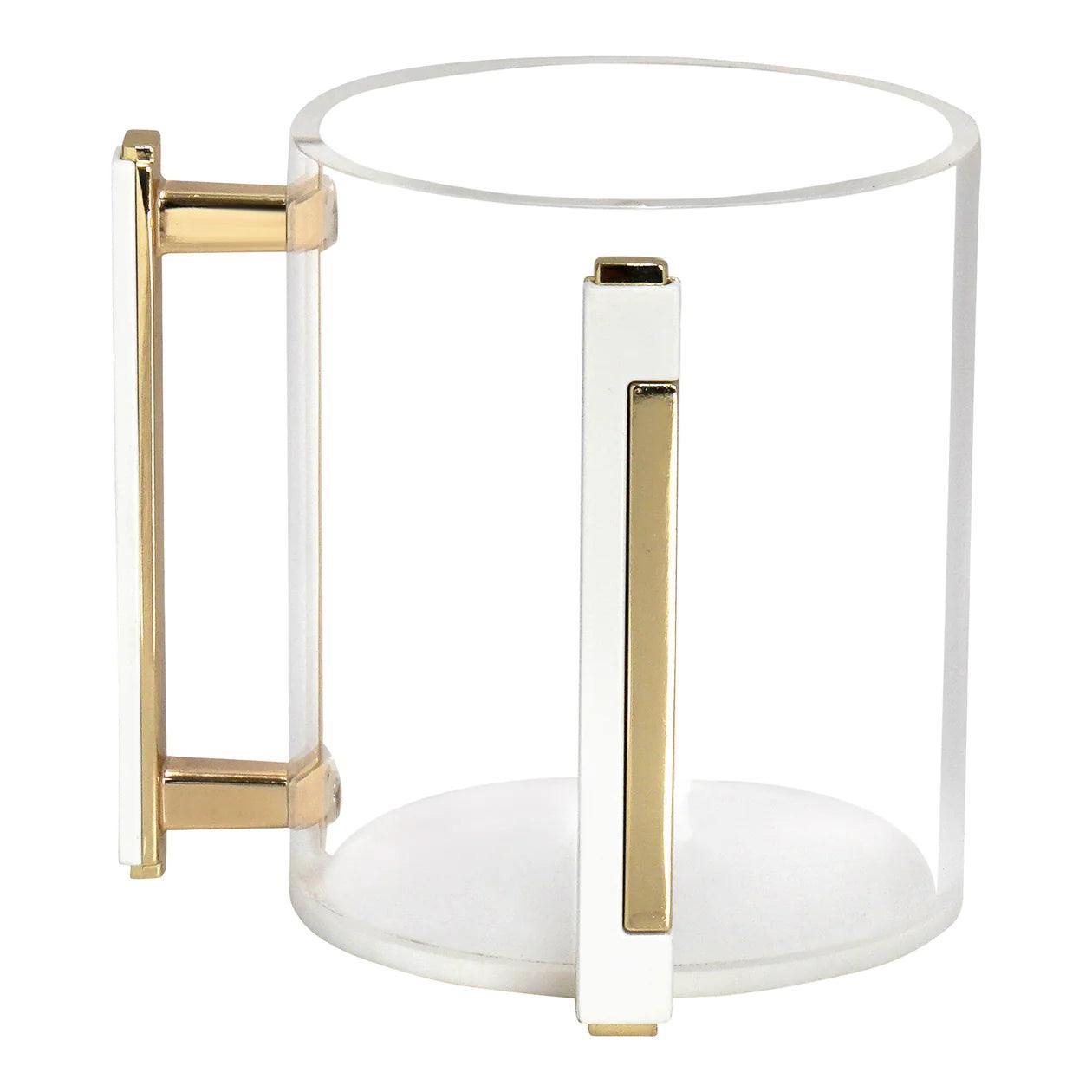 Lucite Clear Wash Cup with Gold Designed Handles - Elegant Linen