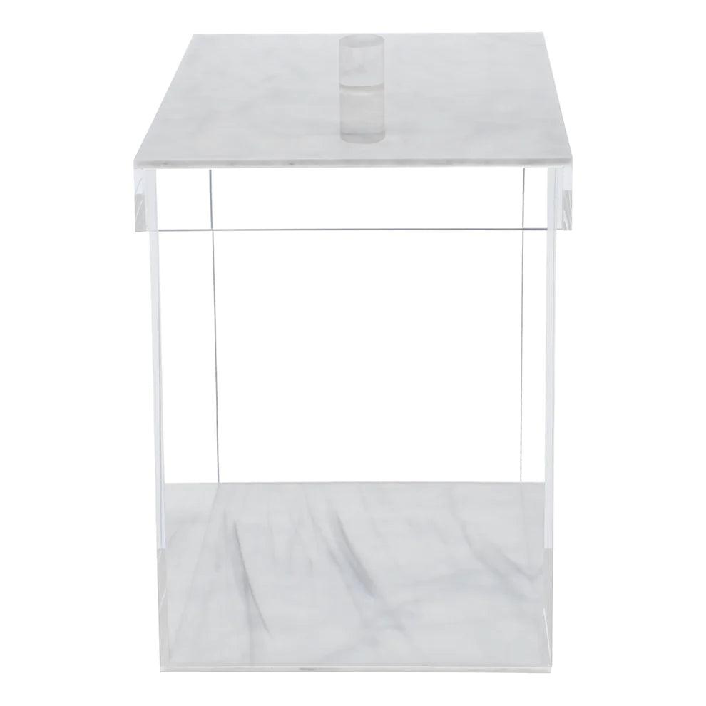 Lucite Cookie Jar with Lid White Marble Design - Elegant Linen