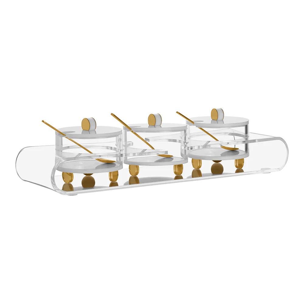 Lucite Dips Tray with Lids - Elegant Linen