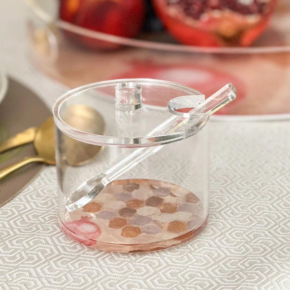 Lucite Honey Dish with Painted Base - Elegant Linen