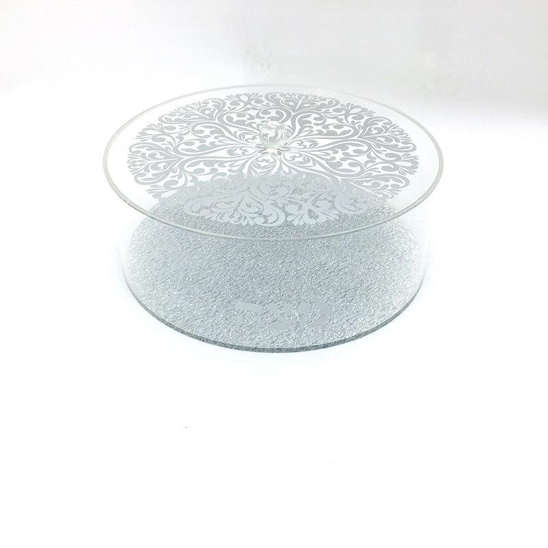 Lucite Matzah Box Silver Floral Design - Elegant Linen