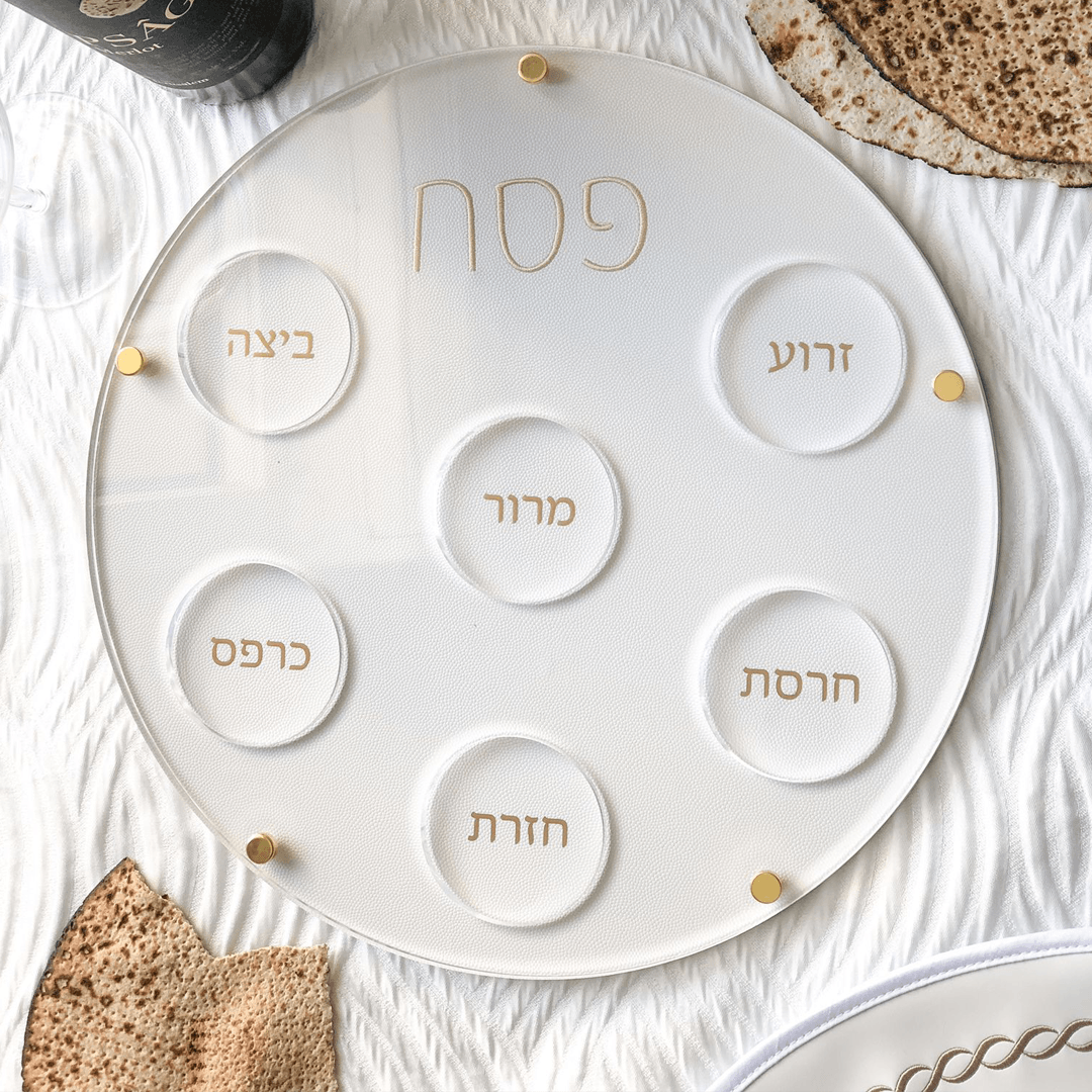 Lucite Seder Plate with Leatherette Backing - Elegant Linen