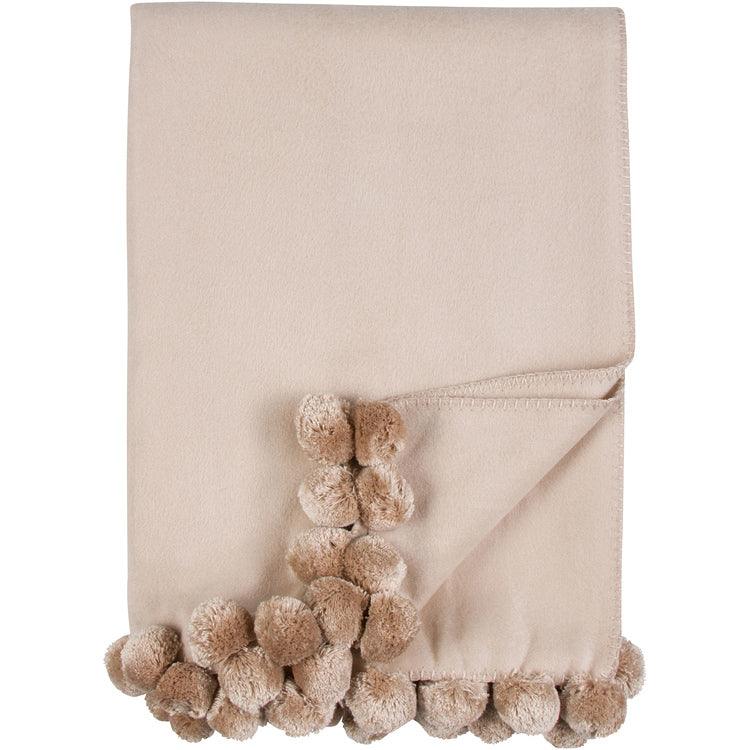 Luxxe Pom Pom Throw - Elegant Linen