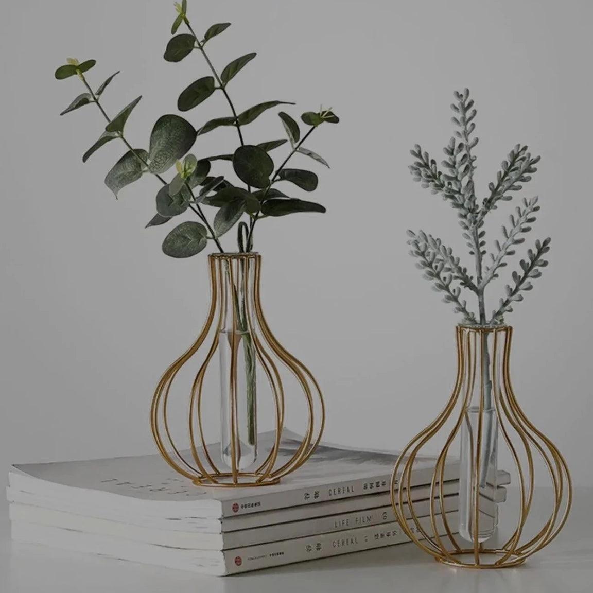 Metal Vase with Tube - Elegant Linen