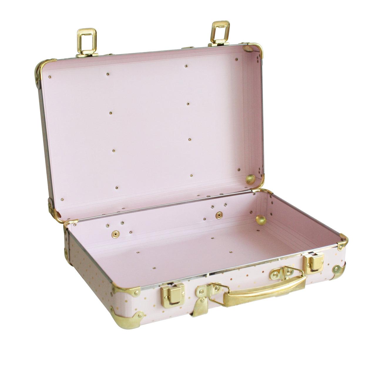 Mini Vintage Brief Case - Pink Gold Spot - Elegant Linen