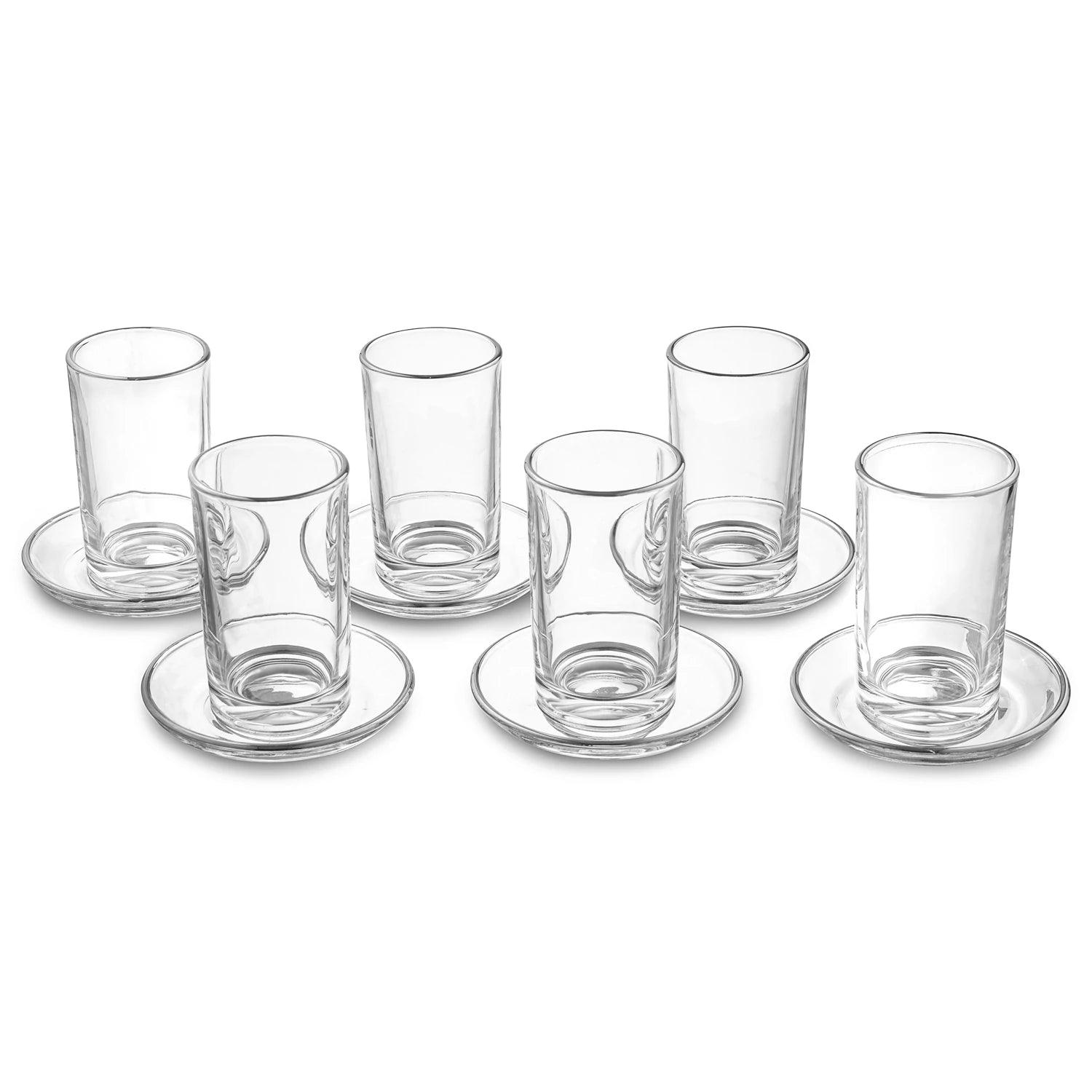 Modern Glass Cups & Saucers - Elegant Linen