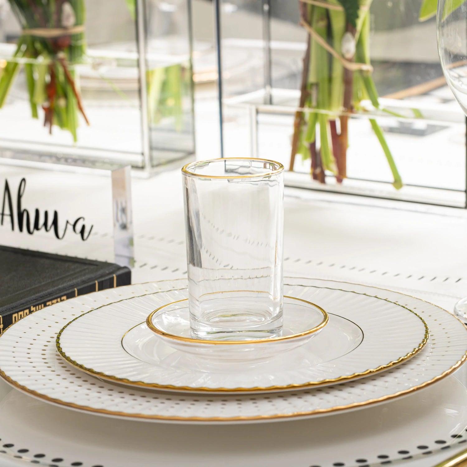 Modern Glass Cups & Saucers - Elegant Linen